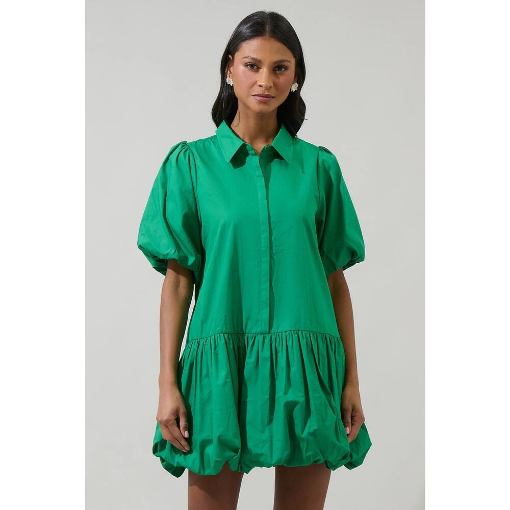 Sugar lips Addison Bay Kelly Green Bubble ruffle dress, size XL